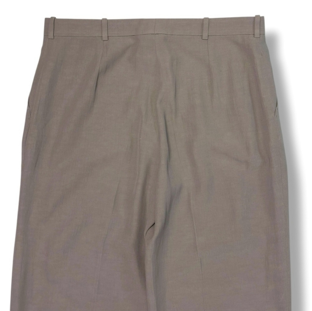 ARMANI COLLEZIONI Tan Mid Rise Flat Front Linen Blend Straight Leg Dress Pants - Picture 4 of 10